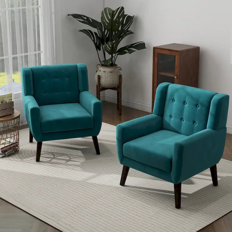2er-Set Samt-Akzentsessel für Wohnzimmer, Polstersessel