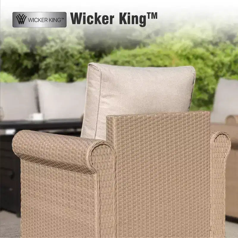 Captiva Designs 6-teiliges Luxus-Rattan-Sofa-Set für den Außenbereich mit geschwungenen Armlehnen und Kissen