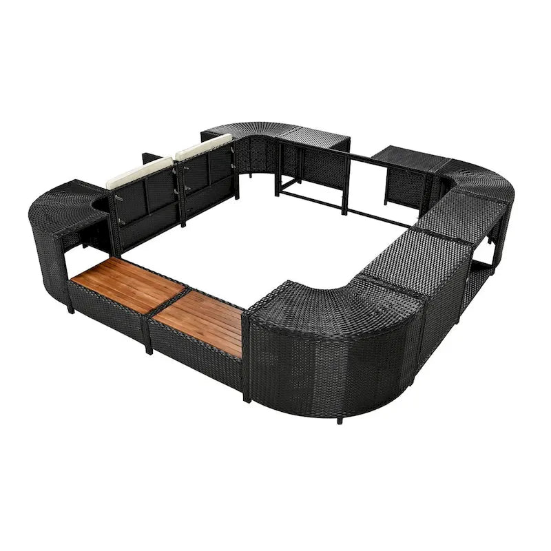 Spa-Umrandung Spa-Rahmen Quadratisches Outdoor-Rattan-Sofa-Set