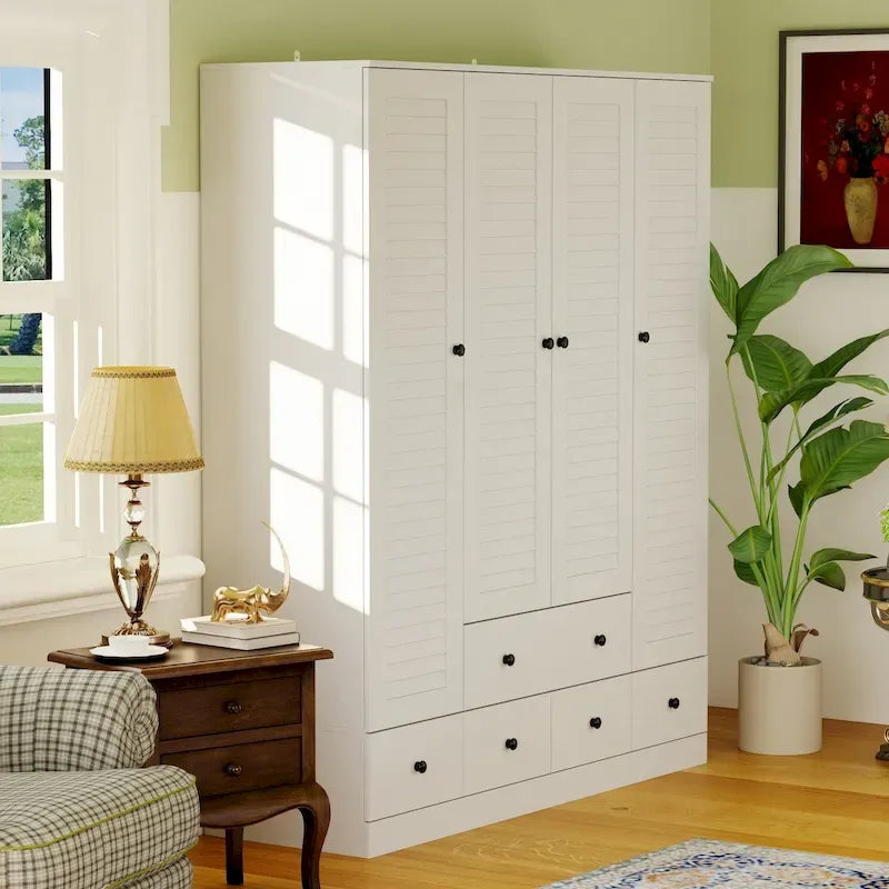 Kleiderschrank Hochschrank Schrank 59B Großer Freistehender Kleiderschrank Weiß