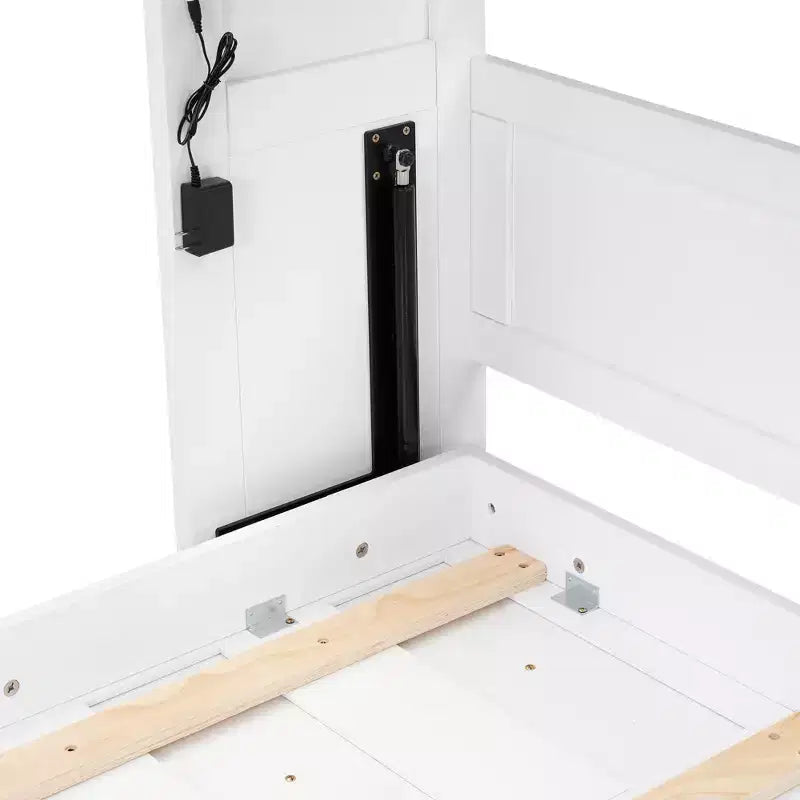 Doppelbett Murphy-Bett mit LED-Beleuchtung, kann in einen Schrank umgewandelt werden, Verstecktes Wandbett-Schrank für Gästezimmer