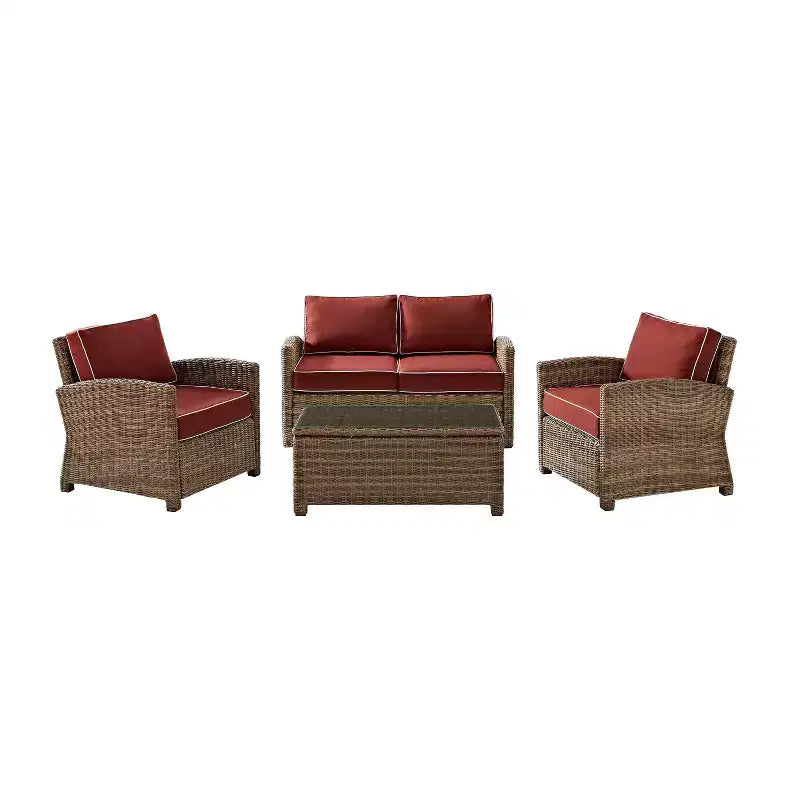 Bradenton 4-teiliges Outdoor Lounge-Set aus Korbgeflecht – Crosley