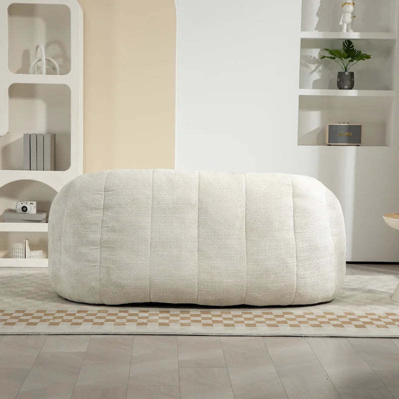 Weißer Chenille-Loungesessel (63,78 Zoll) mit hochdichtem Schaumstoff
