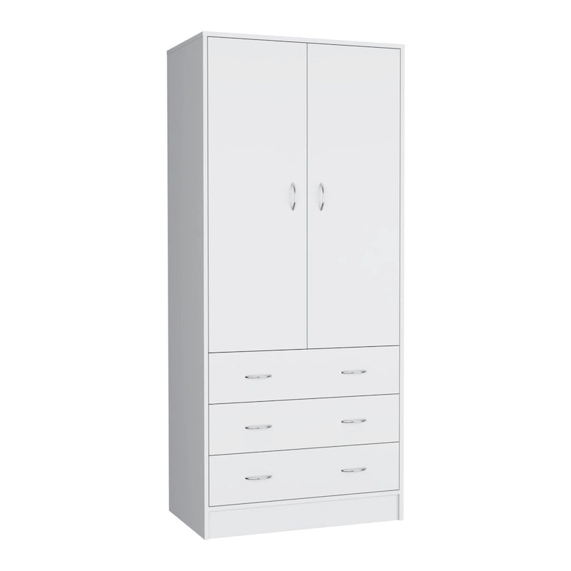 Moderner Doppeltür-Kleiderschrank (19) mit 3 Schubladen und 1 Kleiderstange für das Schlafzimmer