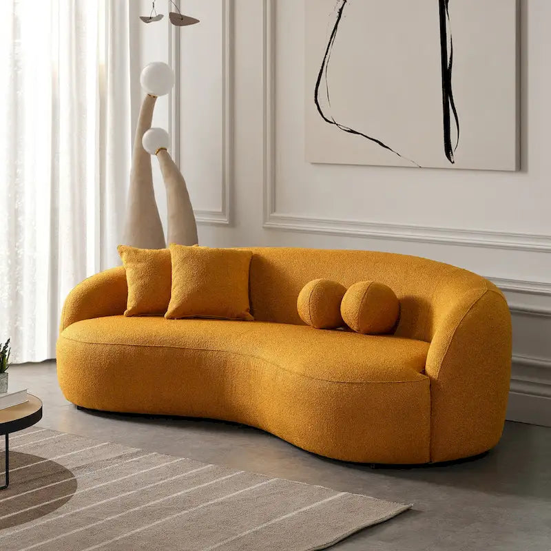 Blaine Japandi-Stil Luxuriöses modernes geschwungenes Sofa aus Bouclé-Stoff