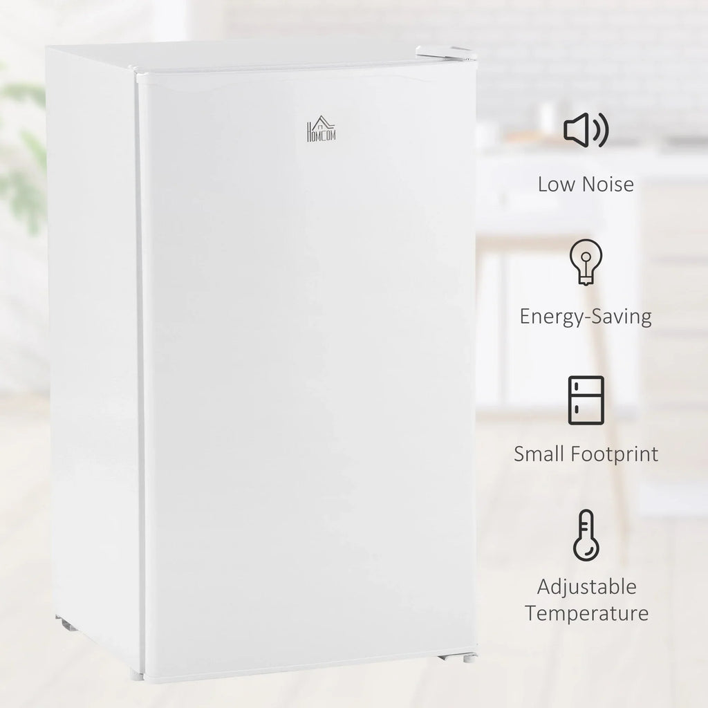 HOMCOM 90L Mini-Kühlschrank mit Gefrierfach, Kompakter Kühlschrank mit einer Tür und einstellbarem Thermostat für Schlafzimmer
