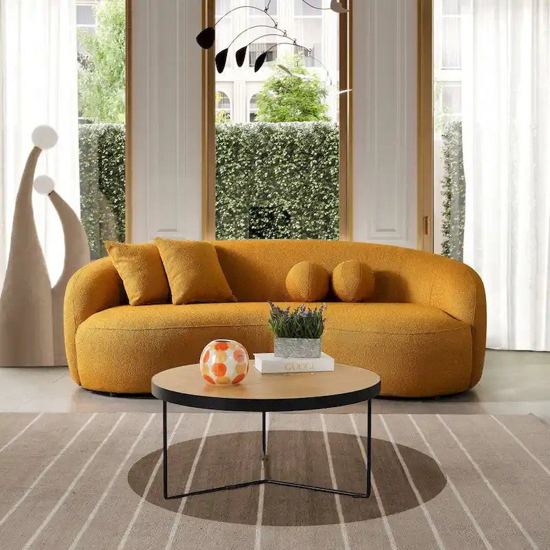 Blaine Japandi-Stil Luxuriöses modernes geschwungenes Sofa aus Bouclé-Stoff
