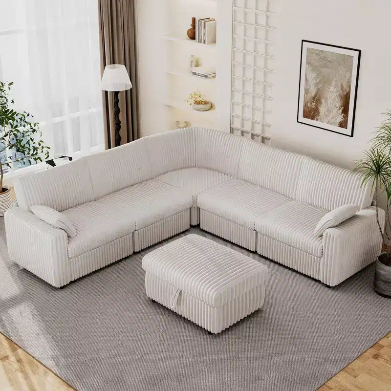 Dyonery Modulares Cord-Ecksofa mit waschbaren Bezügen