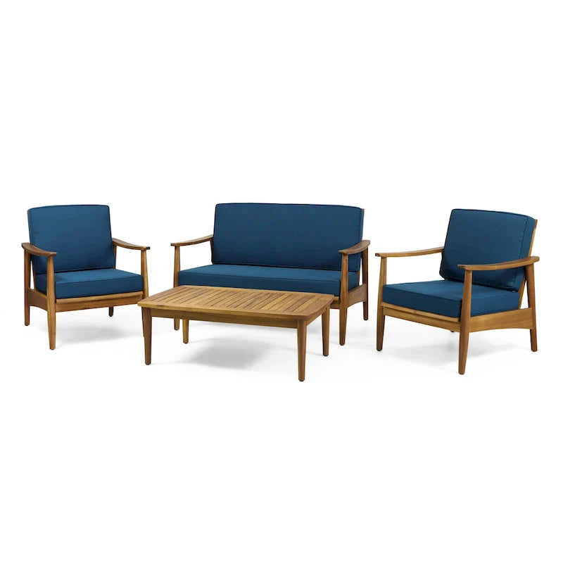Willowbrook Outdoor Akazienholz 4-Sitzer Lounge-Set von Christopher Knight Home