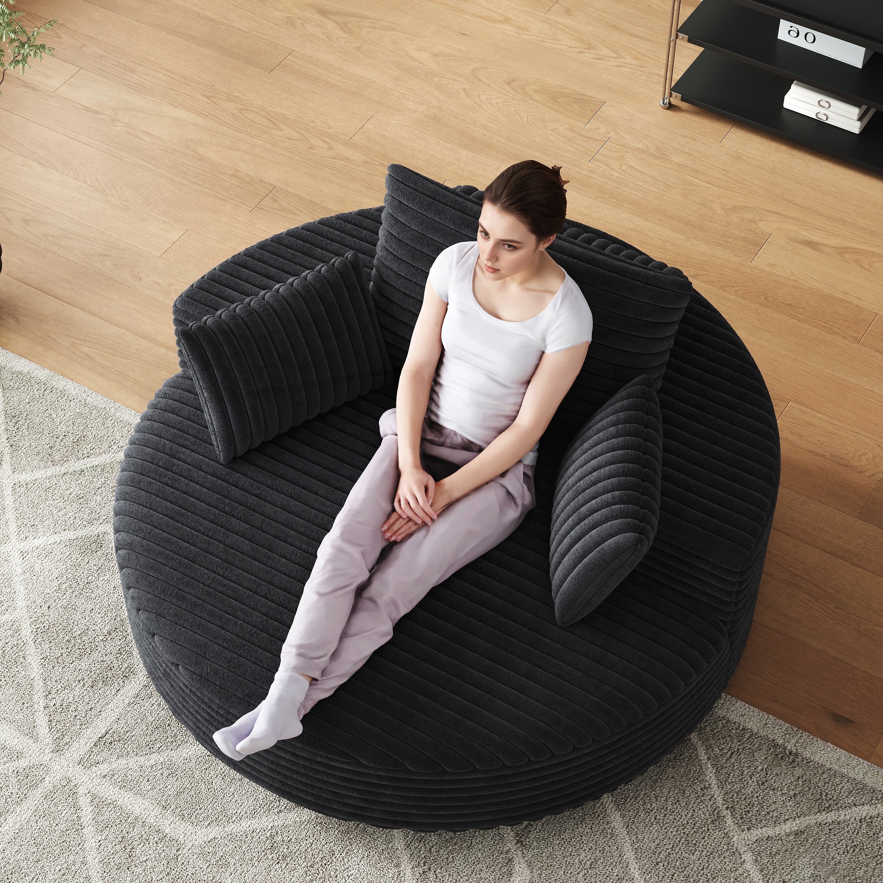 Einzelsessel aus Kord-Chenille-Schaumstoff, drehbar