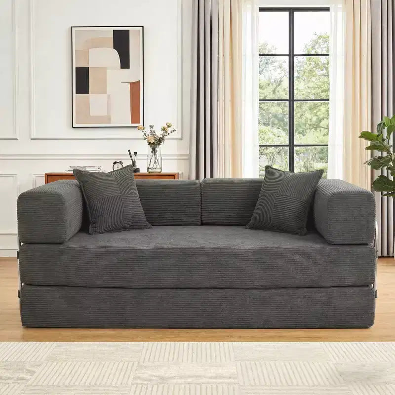 Dyonery 78 Klappsofabett, umwandelbare Kordsofa-Couch, King-Size-Bodenschläfer, 4-in-1 DIY-Kombination, modulares Sofabett, ausklappbares bequemes Sofa.