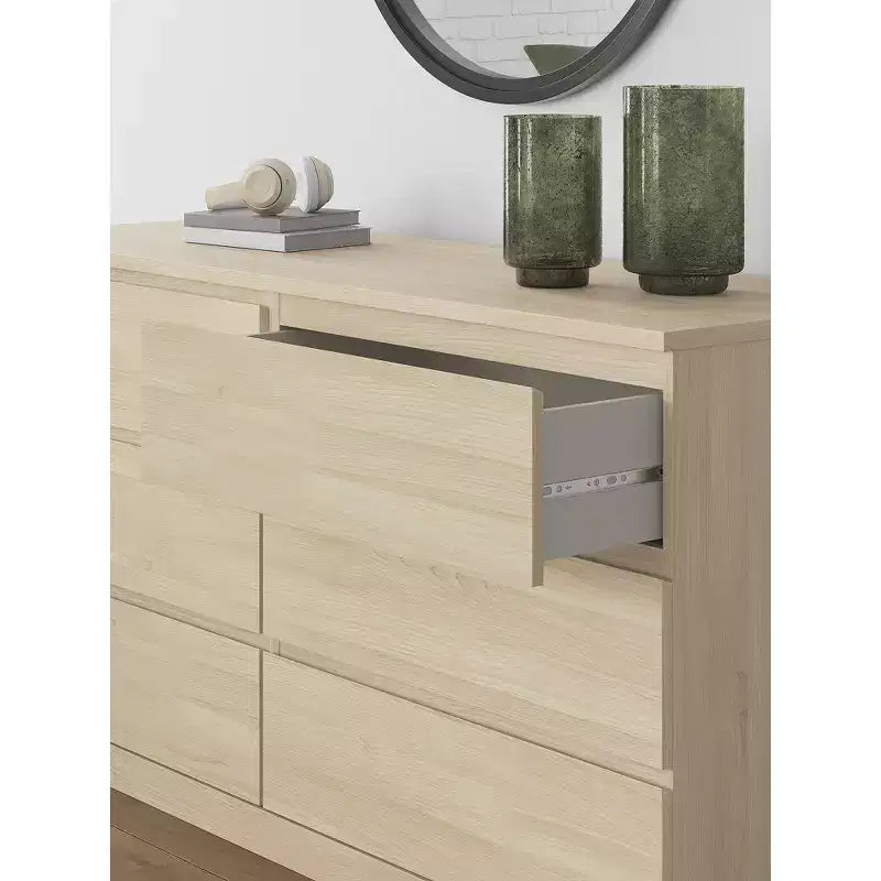 Signature Design by Ashley Modern Onita Kommode mit 6 Schubladen, Kommode in Naturholzbraun mit griffloser Ausführung