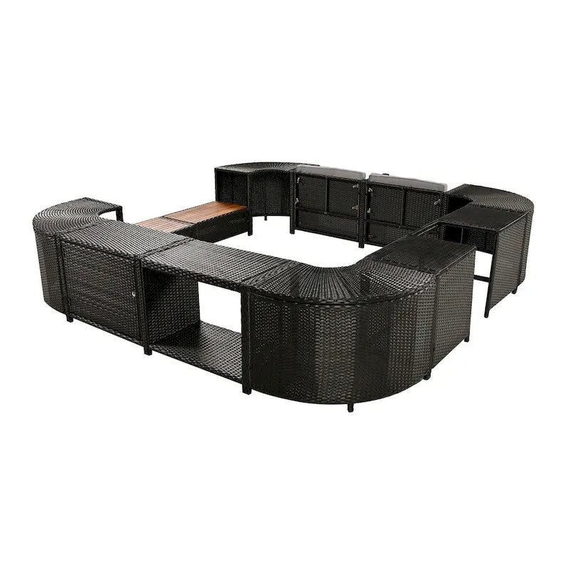 Spa-Umrandung Spa-Rahmen Quadratisches Outdoor-Rattan-Sofa-Set