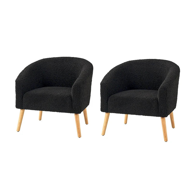 Sheila Moderner 30 W Bouclé-Sessel mit Massivholzbeinen, 2er-Set von HULALA HOME