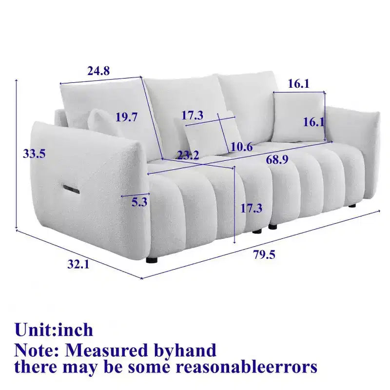GDFStudio Alanna 79,5 Modernes 3-Sitzer-Sofa mit Teddyfell-Bezug und Kissen