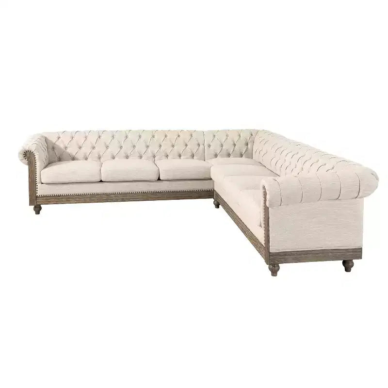 Mirod Großes Retro-Ecksofa mit Holzfüßen, bequemes Moduldesign für Wohnzimmer, Lounges und Familienbereiche