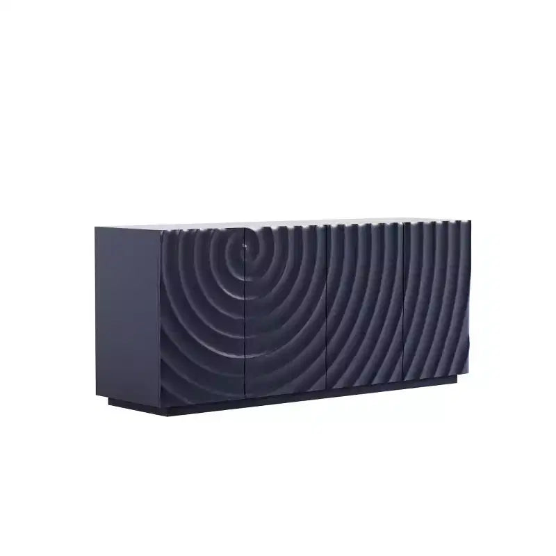 59 Modernes Spiral-Sideboard-Buffetschrank, flaches Kunst-Eingangs-Aufbewahrungsschrank mit 3D-Riffeltextur-Türen