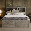 Doppelbett mit Ablagefach und 8 Schubladen, einfache Montage