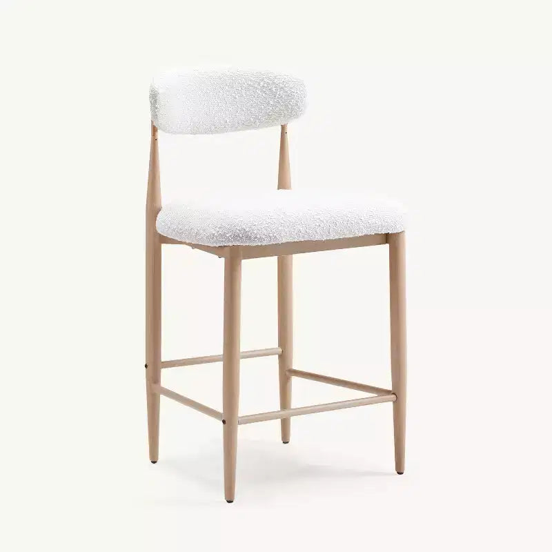 Bouclé Esszimmer-Barhocker ohne Armlehnen 4er-Set, mit Holzmaserung Metallbeinen für Küche, Wohnzimmer, Restaurant, Café – Morden Fort