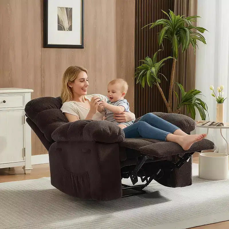 Manueller Relaxsessel, ergonomischer, atmungsaktiver Stoff-Relaxliege mit Seitentaschen, Einzelsessel, geeignet für Wohnzimmer Schlafzimmer