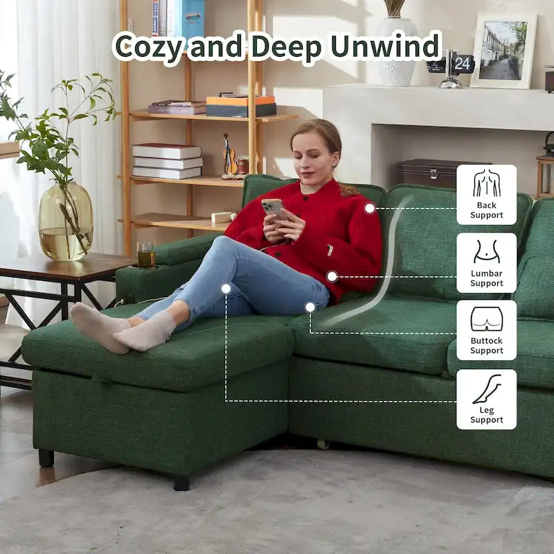 80 L-förmiges Schlafsofa, Sofabett mit Ausziehbett, umwandelbares Schlafsofa