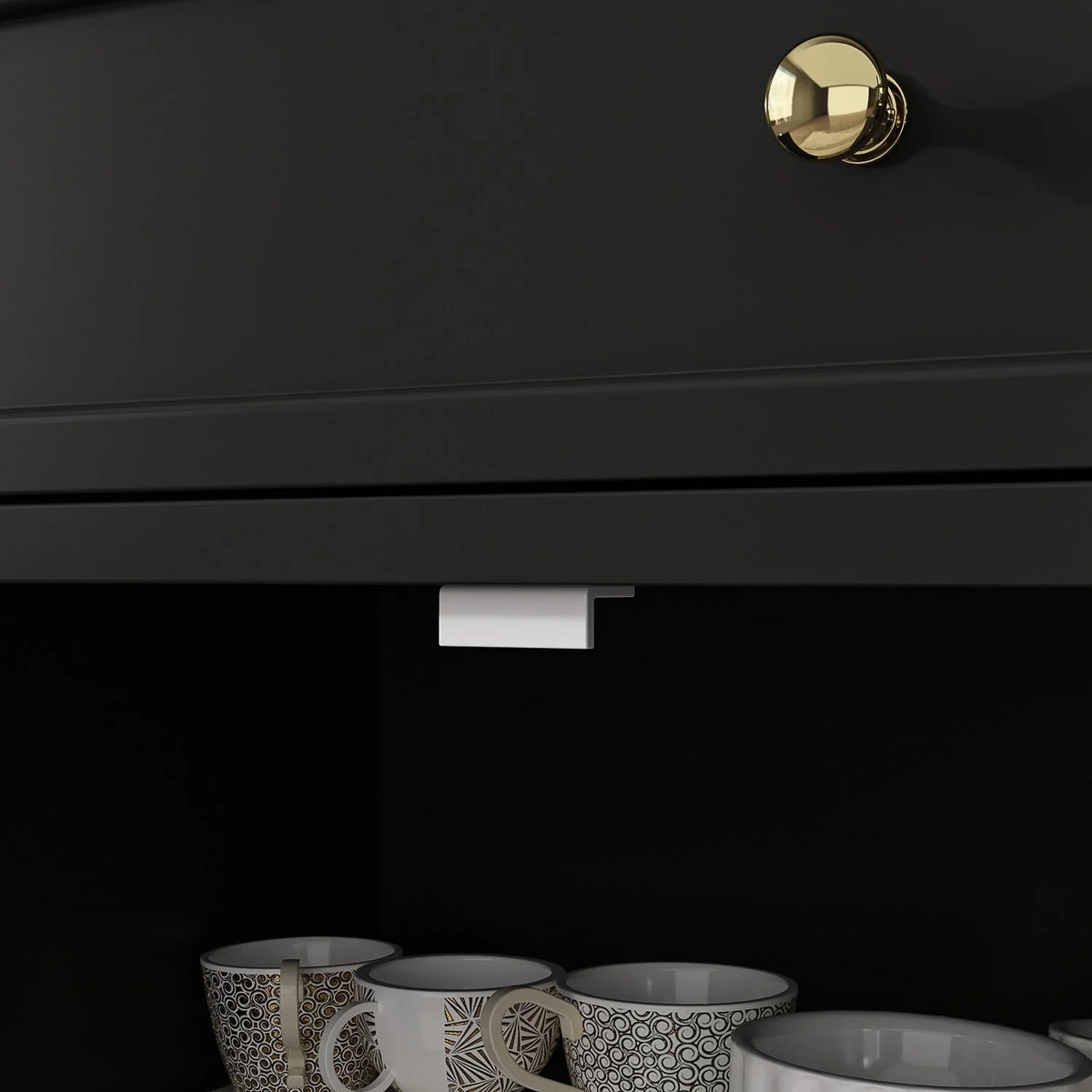 59,1'' Sideboard Buffet Weiß Mid-Century Modern Zeitgenössisch Lackiert