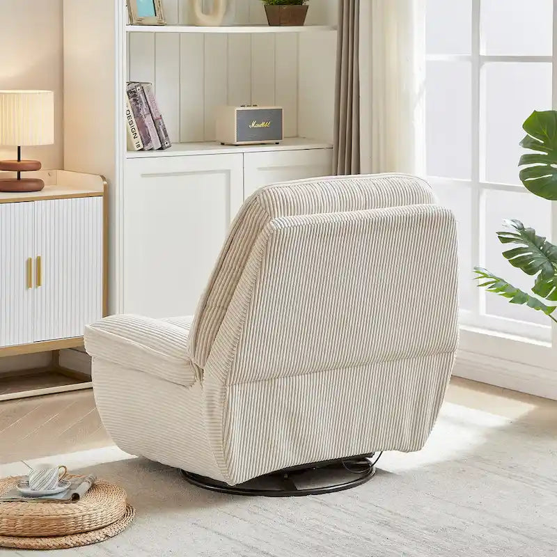 Drehbarer Relaxsessel aus Cord mit Gleitfunktion und Fußstütze für das Wohnzimmer