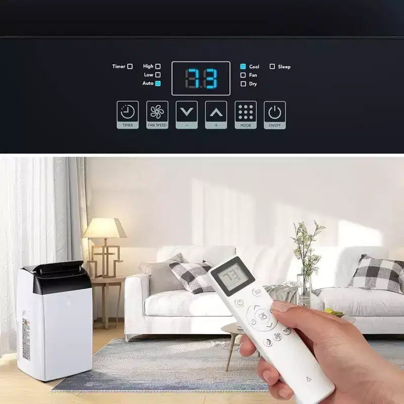 GustoWave 14000 BTU Klimaanlage mit Fernbedienung, tragbares AC-Gerät für Räume bis zu 70 m², Weiß/Schwarz