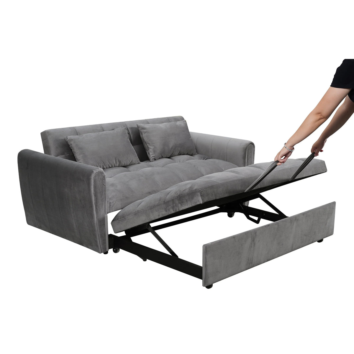 64.96 Samt 3-in-1-Schlafsofa mit verstellbarer Rückenlehne, Aufbewahrungstasche und 227 kg Tragkraft