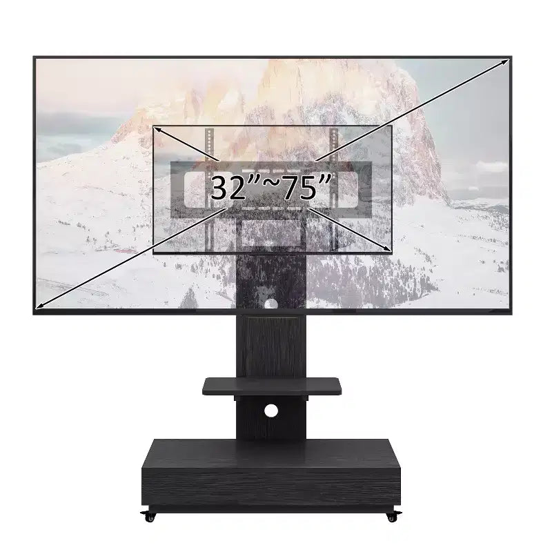 TV-Ständer für 32-75-Zoll-Fernseher, höhenverstellbarer mobiler TV-Wagen mit Schublade und Rollen für Wohnzimmer, Schlafzimmer, Büros -ModernLuxe