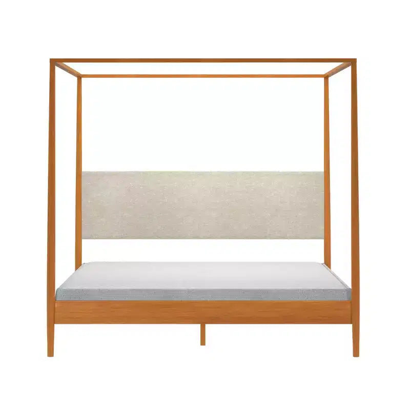 Harbor King Himmelbett mit gepolstertem Kopfteil, Blonde/Swiss Coffee (MD2411-01)