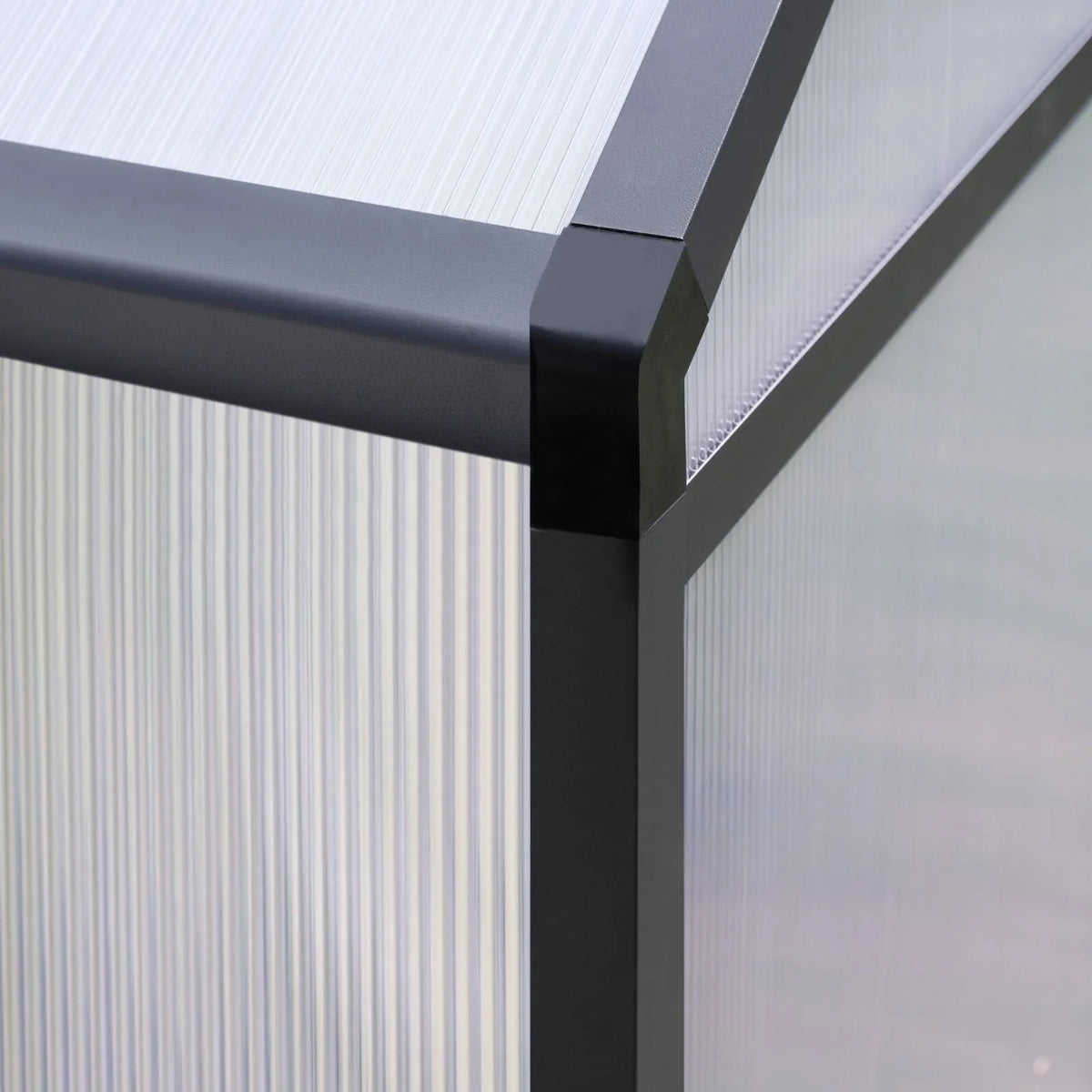 VEIKOUS Aluminium-Gewächshaus-Bausatz mit begehbarem Garten, verstellbarer Dachluke und abschließbarer Tür, Grau