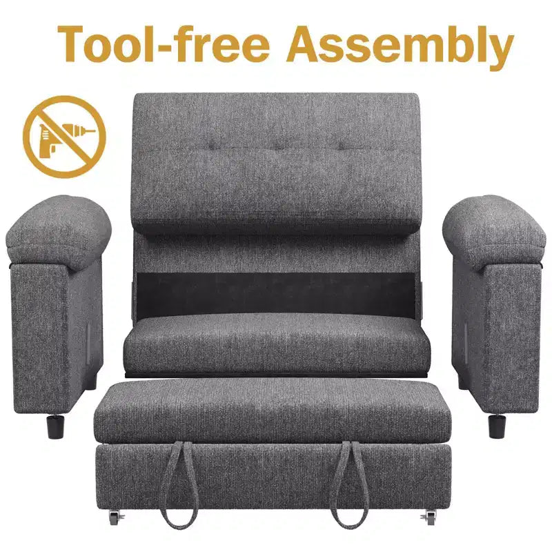 Dyonery 3-in-1 Schlafsofa, Ausziehbares Schlafsofa mit verstellbarer Rückenlehne