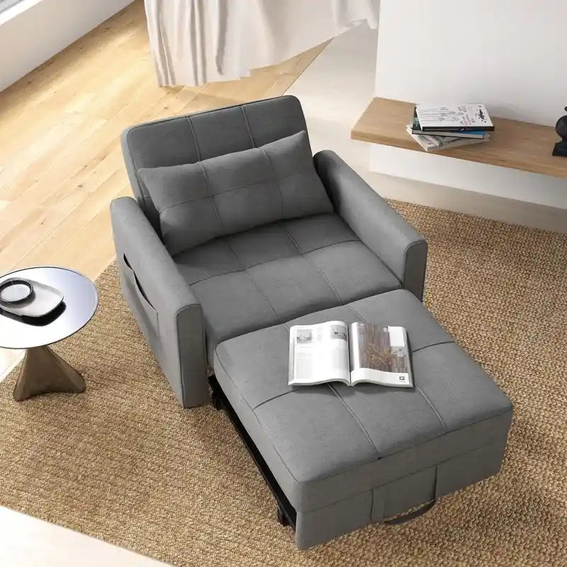 3-in-1 Schlafsofa, ausziehbarer Sessel, umwandelbarer, verstellbarer, klappbarer Polster-Lounge-Sofa
