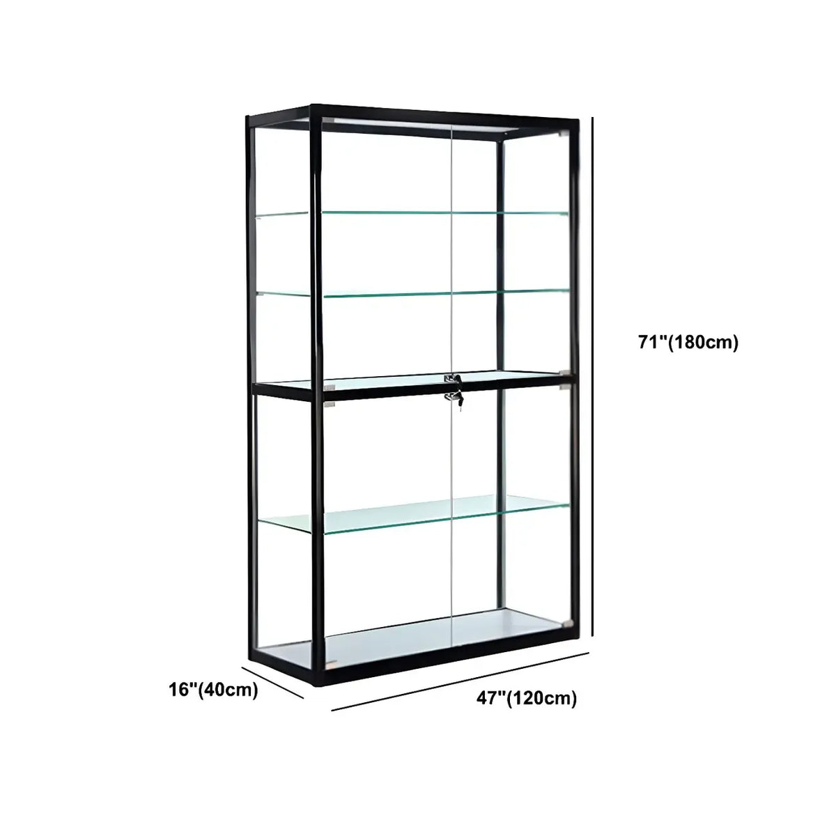 Zeitgenössische rechteckige Vitrine aus schwarzem Glas