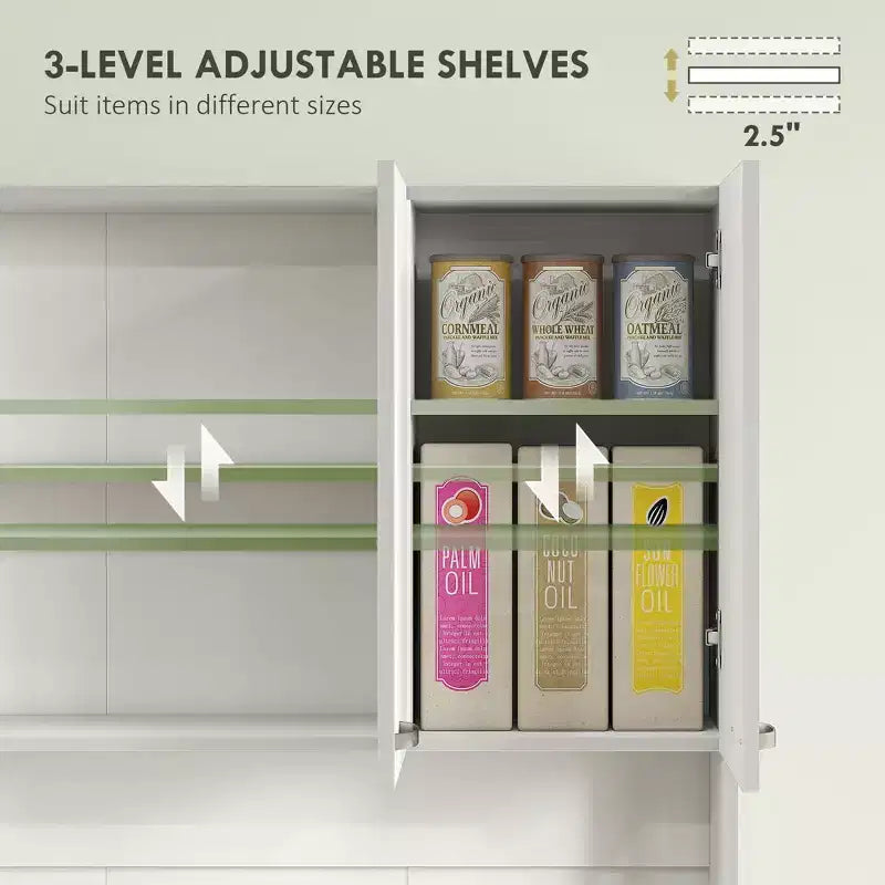 71 Küchenschrank, hoher Vorratsschrank mit Mikrowellenständer, moderne Küchenvitrine, 3 verstellbare Einlegeböden für Wohnzimmer, Esszimmer