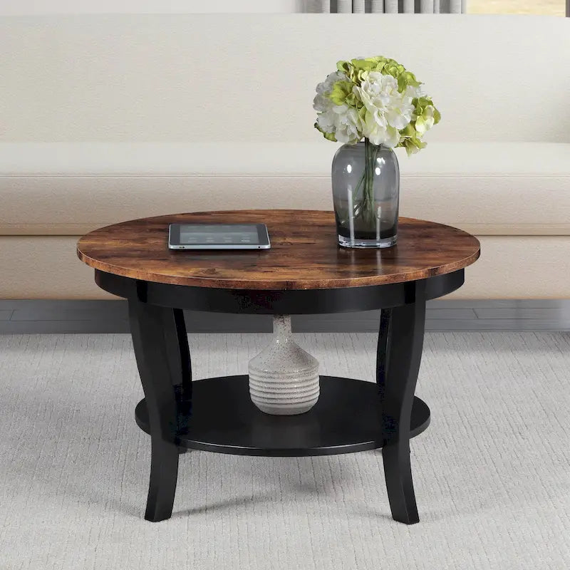 Convenience Concepts American Heritage Runder Couchtisch mit Ablage