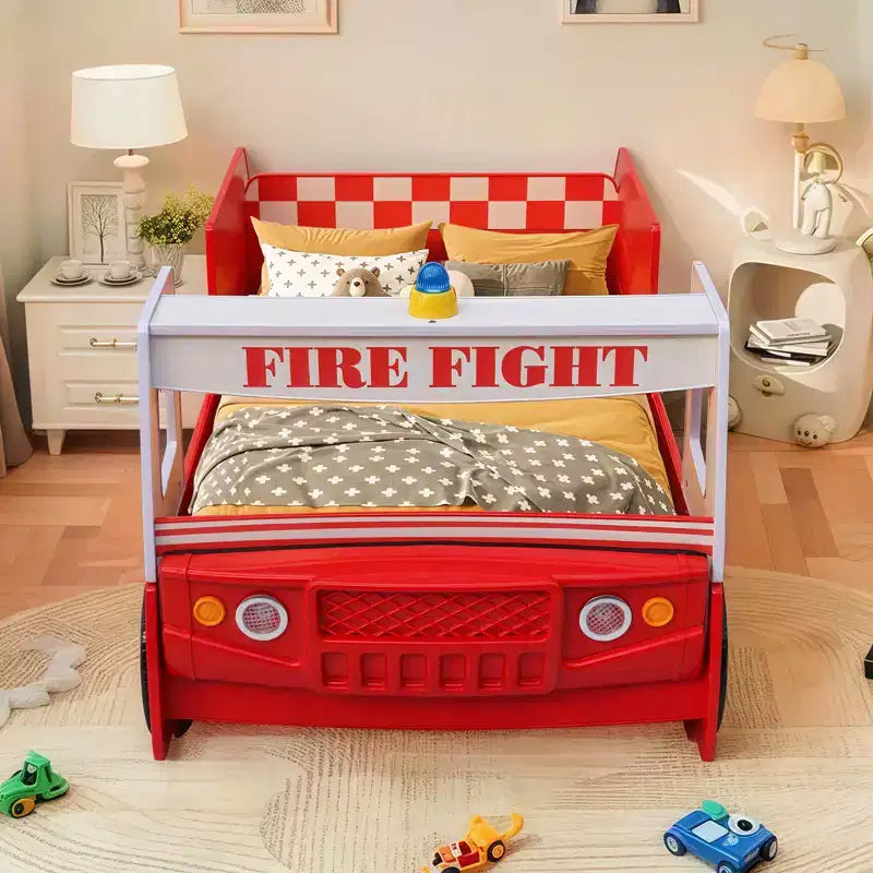 GDFStudio Juna Kinderbett "Feuerwehrauto" mit LED-Beleuchtung