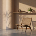 Rustikaler Teakholz-Loungesessel mit Geflecht - Outdoor