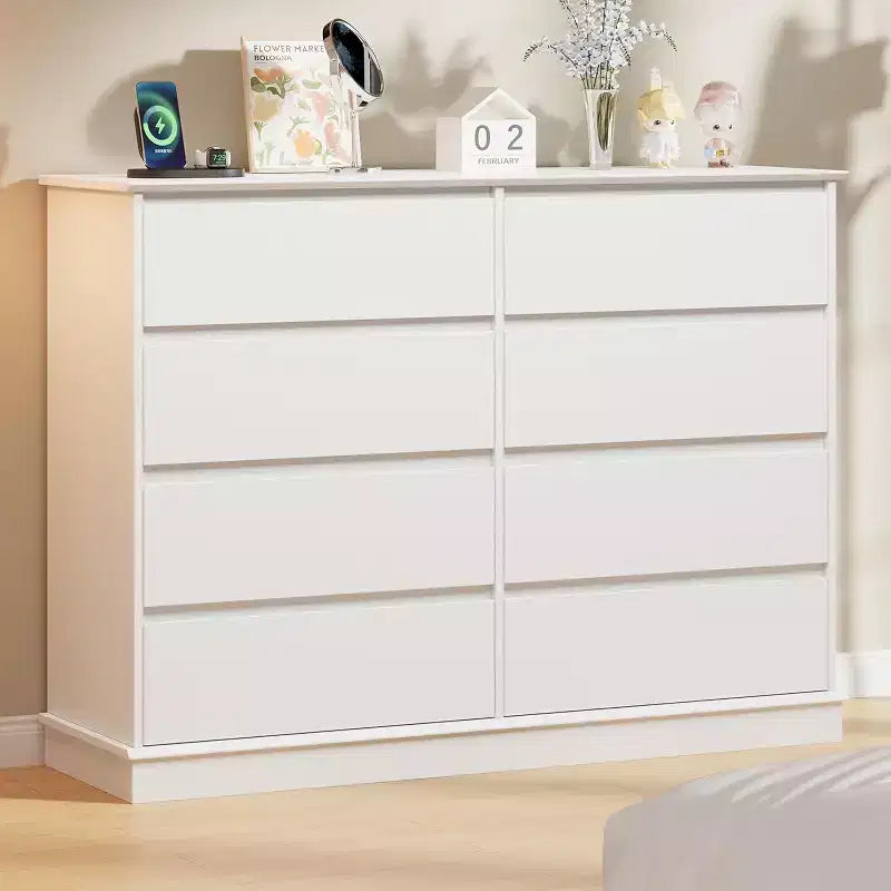 8-Schubladen-Aufbewahrungsschrank, Kommode mit tiefen Schubladen, großer breiter Schrank für Wohnzimmer, Flur, Kinderzimmer