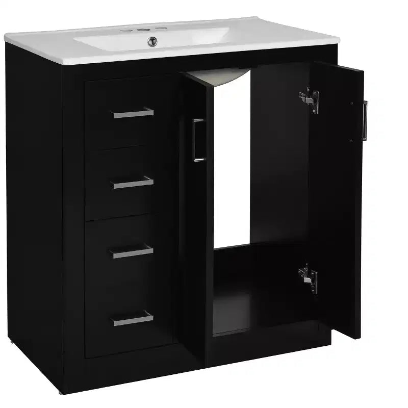 30 Zoll Einzelwaschtisch-Badschrank mit Unterschrank und 3 Schubladen – Schwarz / Blau / Grün / Indigo / Weiß