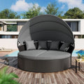 Nuon 4-teilige/5-teilige Outdoor-Garten-Sitzgruppe, Rattan-Tagesbett-Set mit Überdachung von Havenside Home