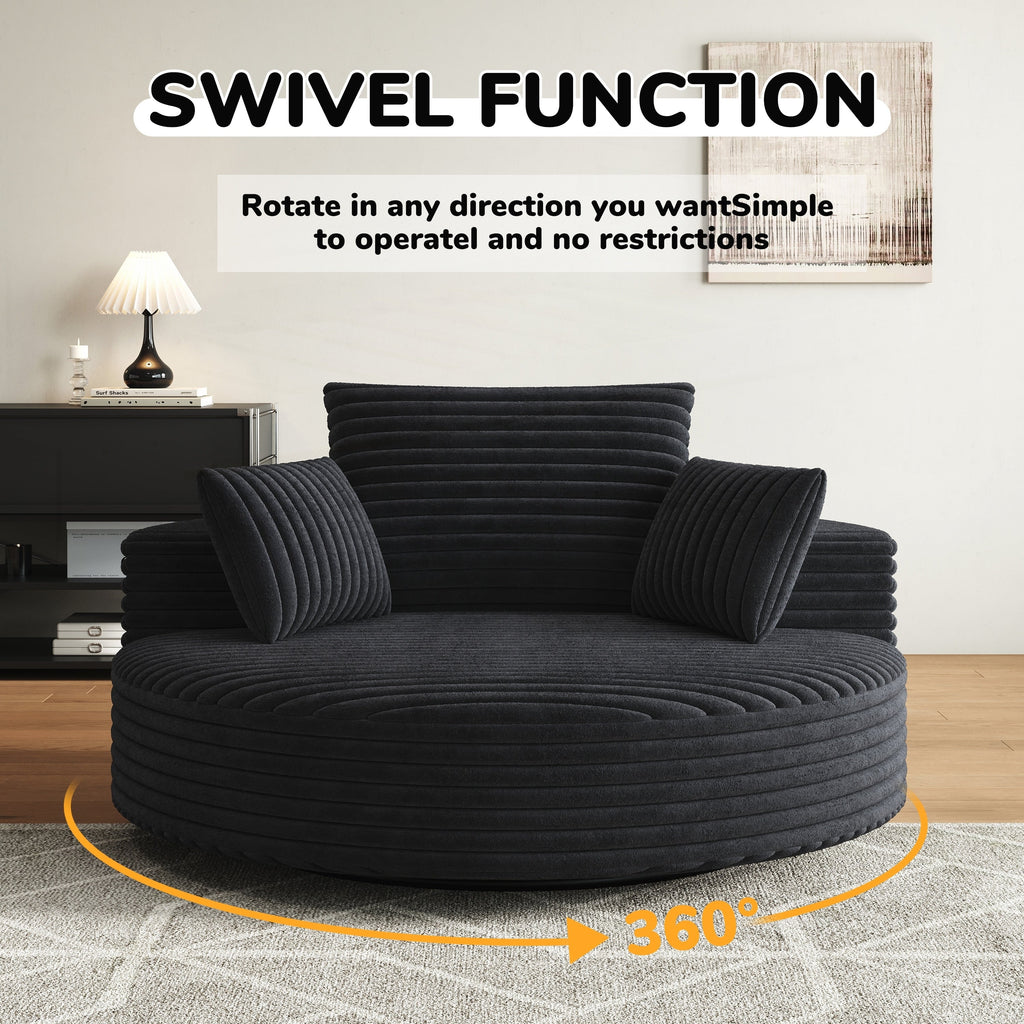Einzelsessel aus Kord-Chenille-Schaumstoff, drehbar