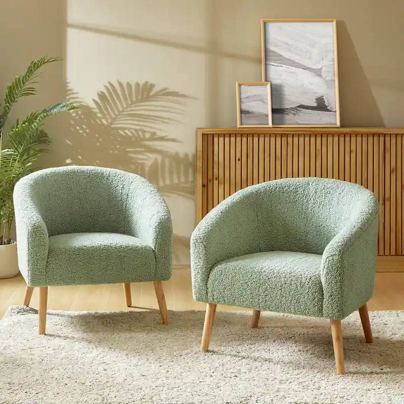 Sheila Moderner 30 W Bouclé-Sessel mit Massivholzbeinen, 2er-Set von HULALA HOME