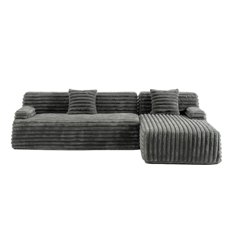 Cloud-Ecksofa, modernes Polstersofa mit 2 Wurfkissen, frei kombinierbares Sofa, modulares L-förmiges Ecksofa