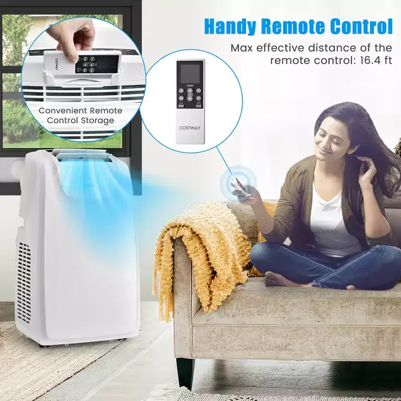 Costway 8000 BTU (11.500 BTU ASHRAE) Dual-Schlauch Tragbare Klimaanlage 3-in-1 Klimagerät mit Fernbedienung
