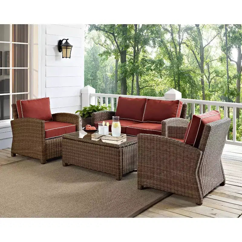 Bradenton 4-teiliges Outdoor Lounge-Set aus Korbgeflecht – Crosley