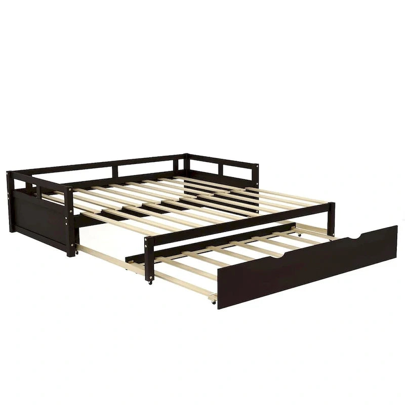Ausziehbares Tagesbett mit Ausziehfunktion, Holztagesbett mit Ausziehfunktion
