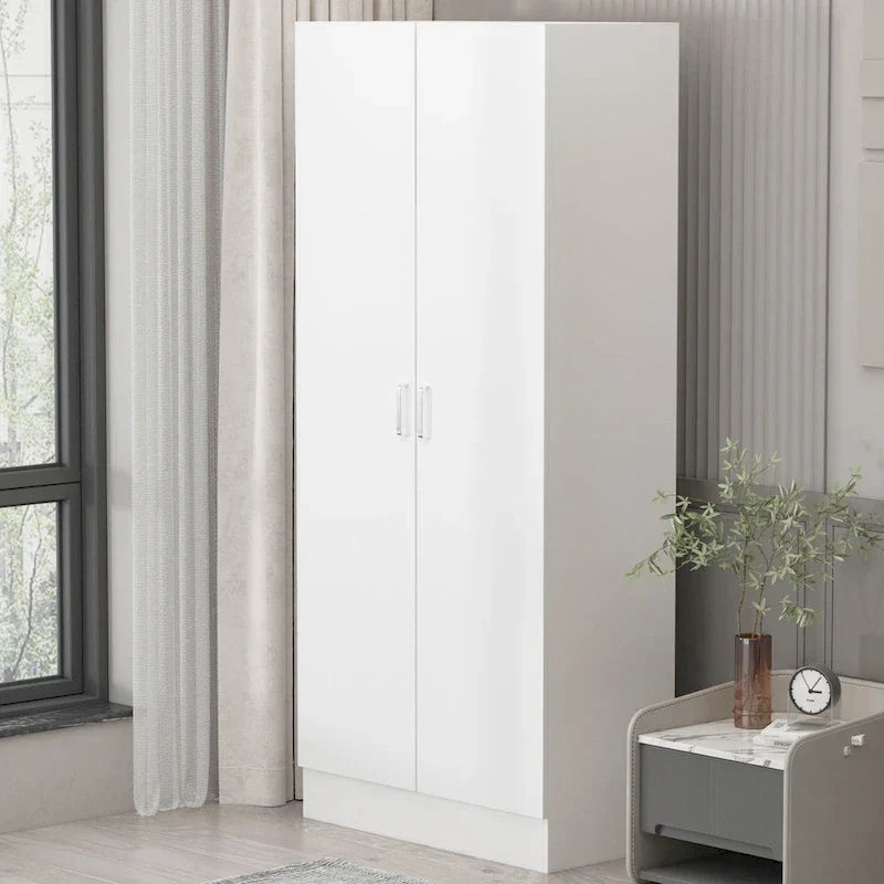 2-türiger Kleiderschrank, freistehender Schlafzimmerschrank mit Kleiderstange