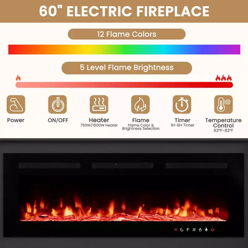 EROMMY 112Große Wohnwand mit Kamin und LED-Beleuchtung